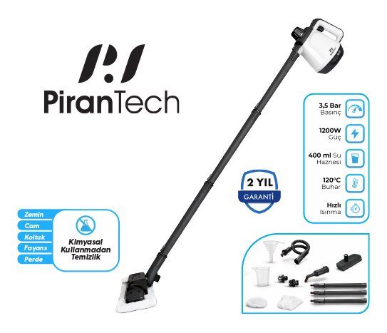 PİRANTECH DİKEY BUHARLI TEMİZLEYİCİ FLOOR MAX CB-02A