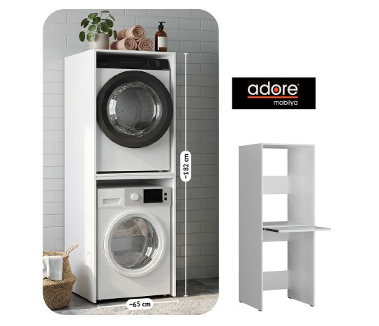 Sürgü Tablalı Çamaşır ve Kurutma Makinesi Dolabı